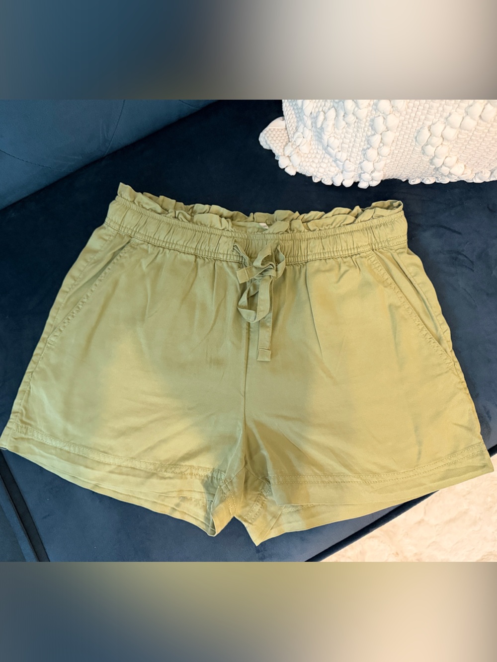 C&C California Olive Green Paperbag Waist Drawstring Shorts